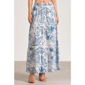 Bloomongdales Elan Printed Tiered Maxi Skirt Size M NWT Flowy Boho Nautical